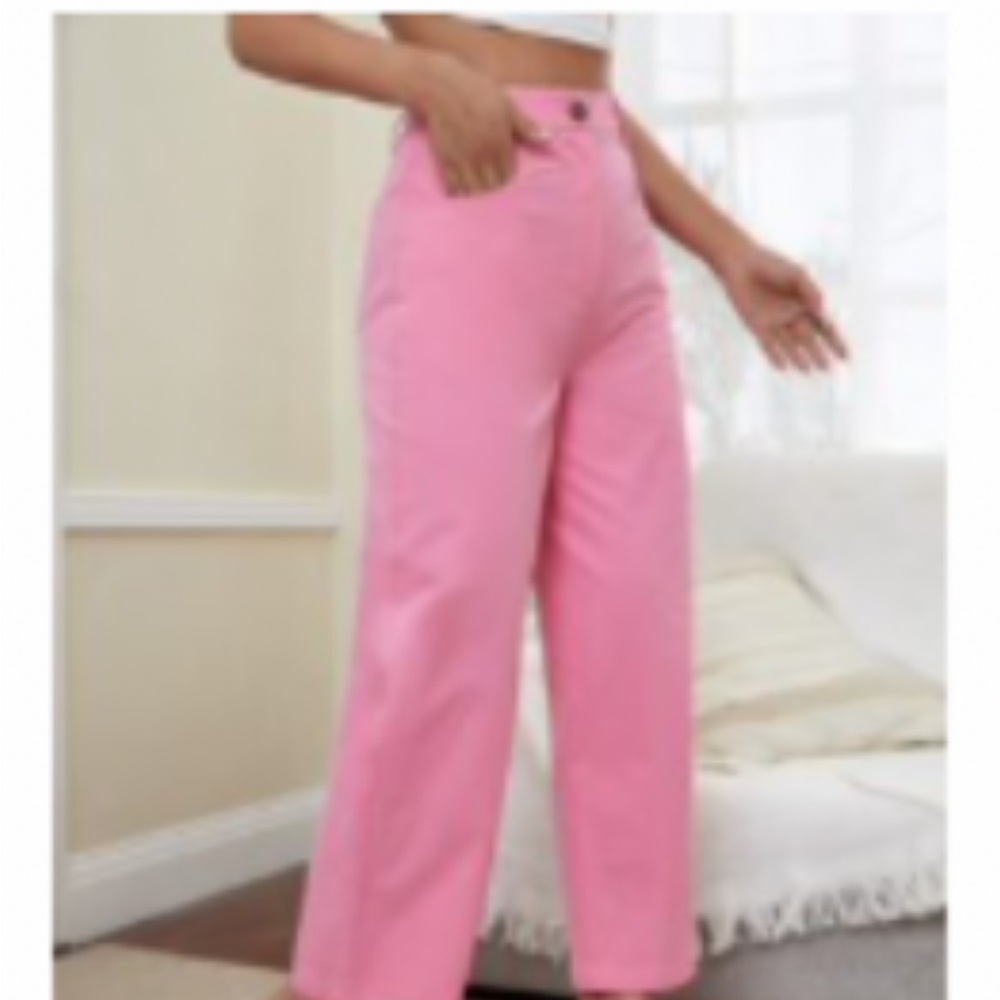 SHEIN Petite Pink Women's Pants with slant pockets